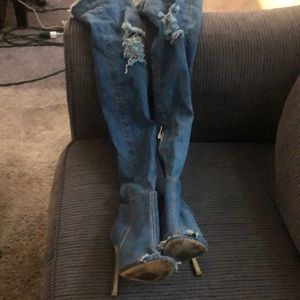 Ego thigh high jeans boots